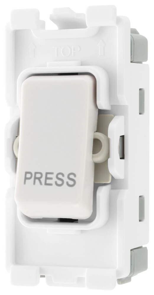 BG Grid 20A Switch Module Retractive, Printed PRESS, White