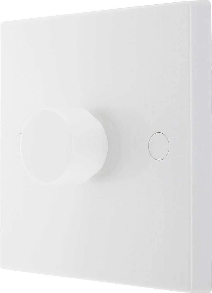 BG White Moulded Square Edge Single Dimmer Switch 2 Way, Trailing Edge 200W