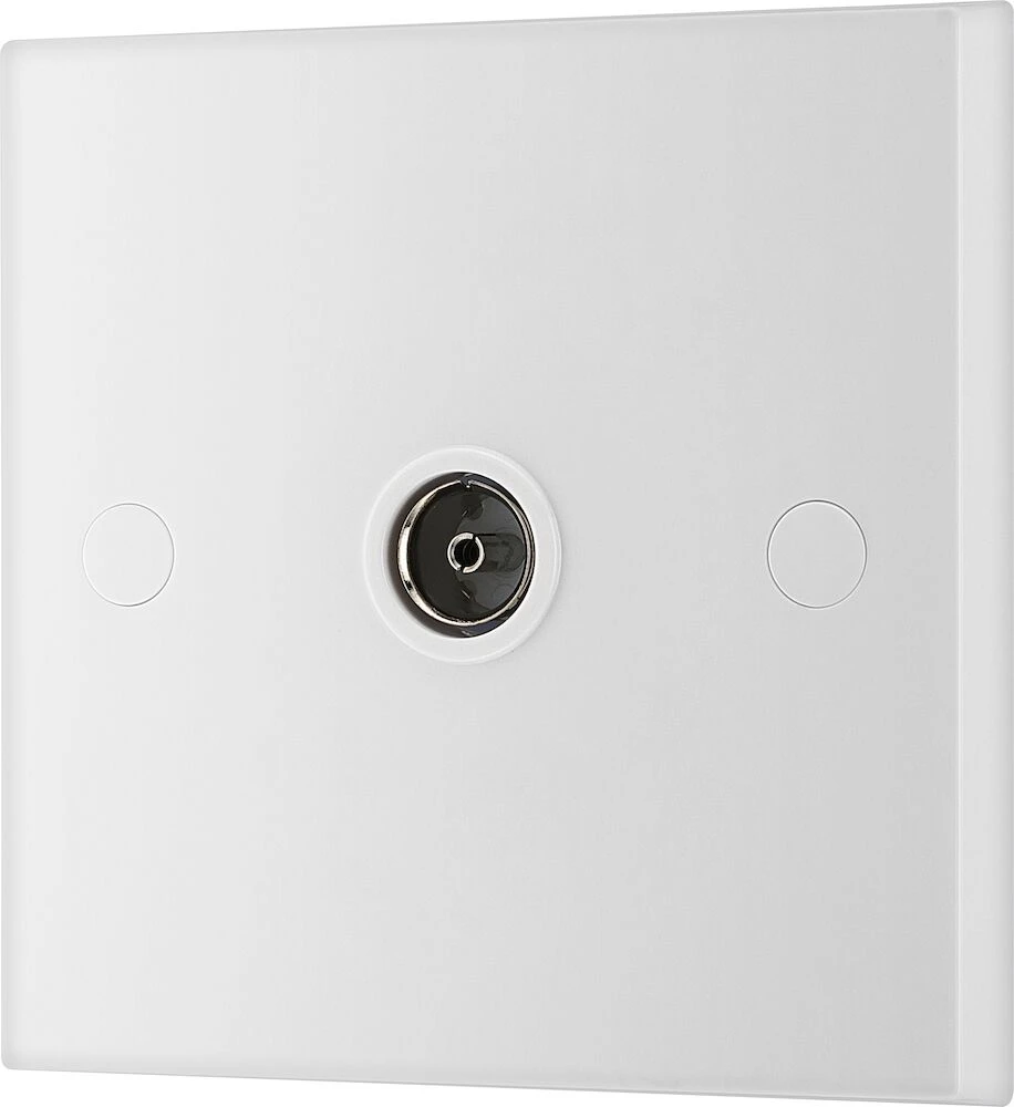 BG White Moulded Square Edge Single Co-Ax Aerial Socket for TV or FM