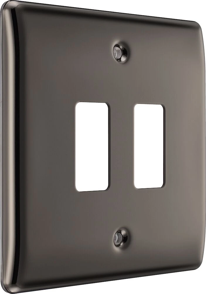 BG Grid Nexus Metal Square Front Plate 2 Module, Black Nickel
