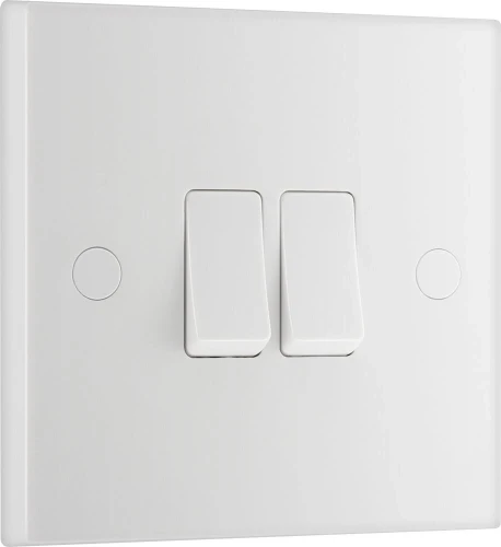 BG White Moulded Square Edge 20A 16AX Double Switch 2 Way