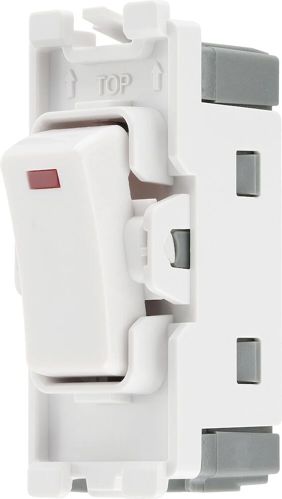 BG Grid 20A Switch Module Double Pole, LED Indicator, White