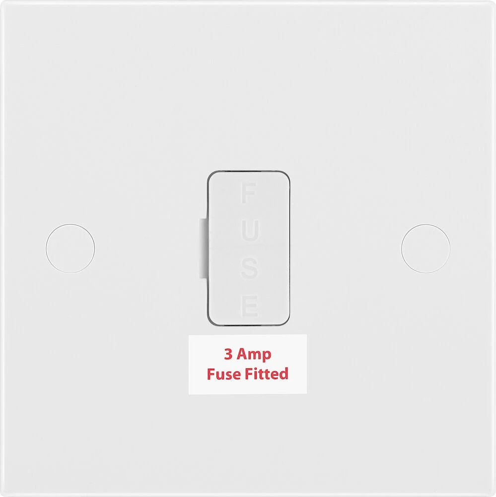 BG White Moulded Square Edge 3A Unswitched Fused Connection Unit