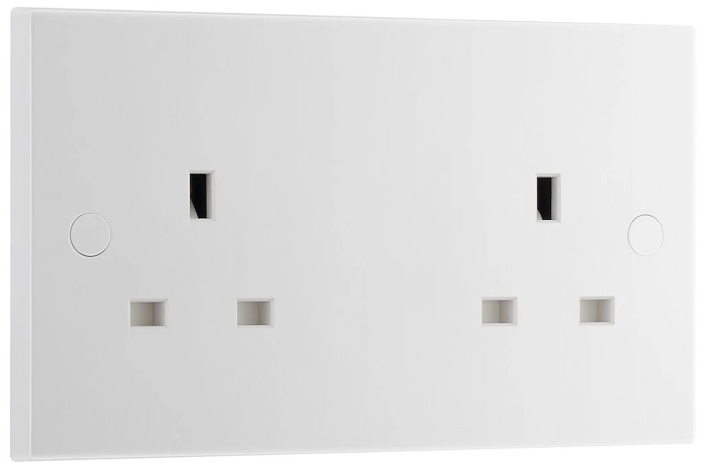 BG White Moulded Square Edge 13A Double Unswitched Socket