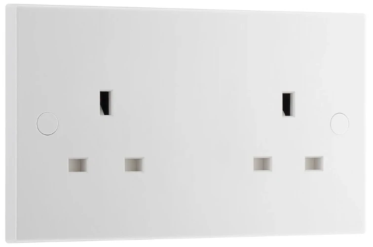 BG White Moulded Square Edge 13A Double Unswitched Socket