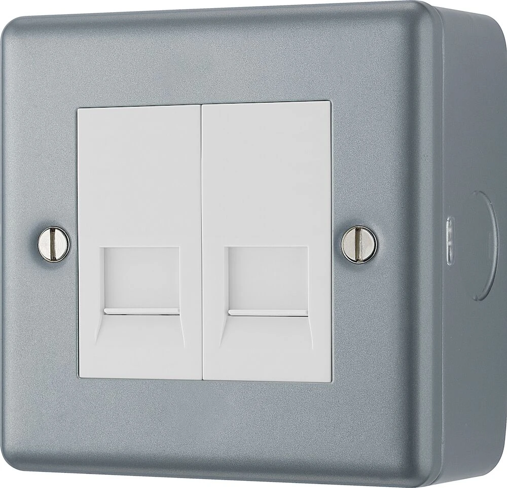 BG Metal Clad Double Secondary Telephone Socket, Screw Type