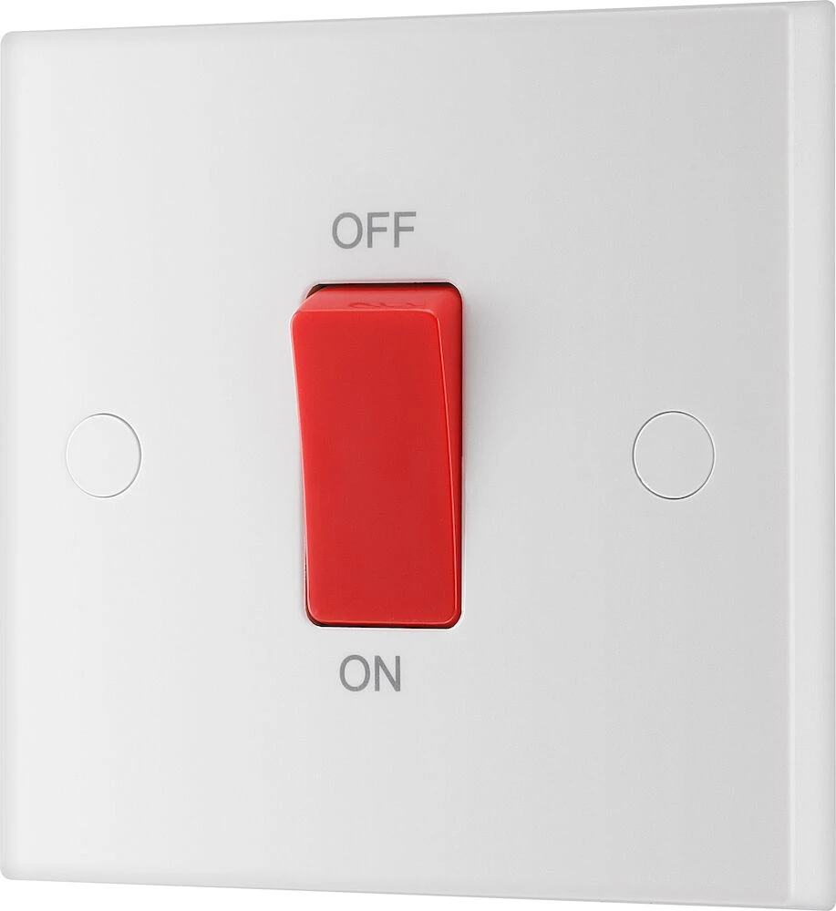 BG White Moulded Square Edge 45A Square Plate Cooker Control Unit
