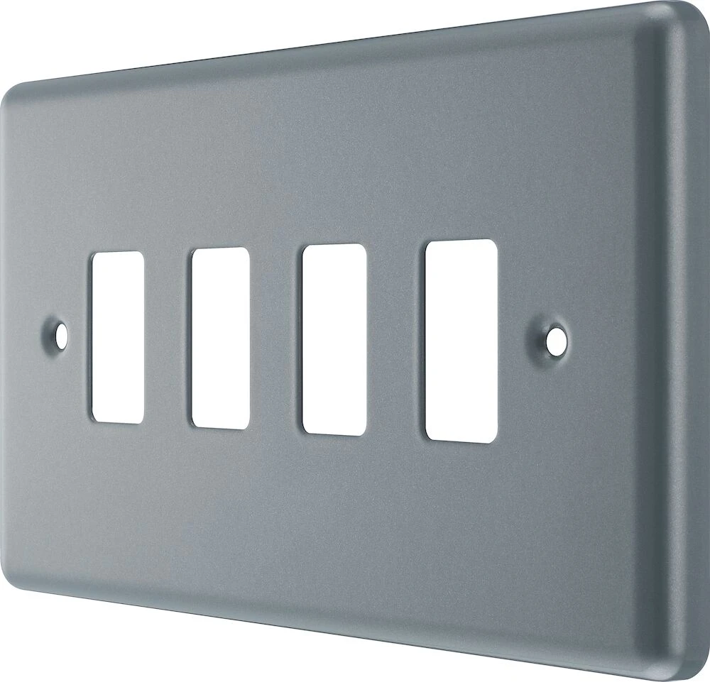 BG Grid Metal Clad Rectangular Front Plate 4 Module