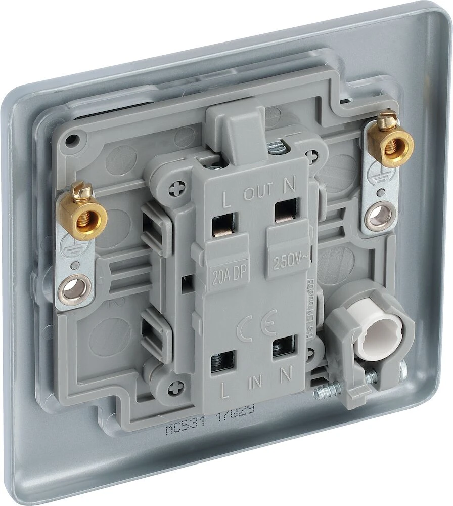 BG Metal Clad 20A Double Pole Switch With LED Indicator