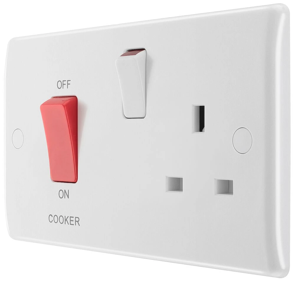 BG Nexus Series White Moulded 45A Cooker Control Unit With 13A Socket