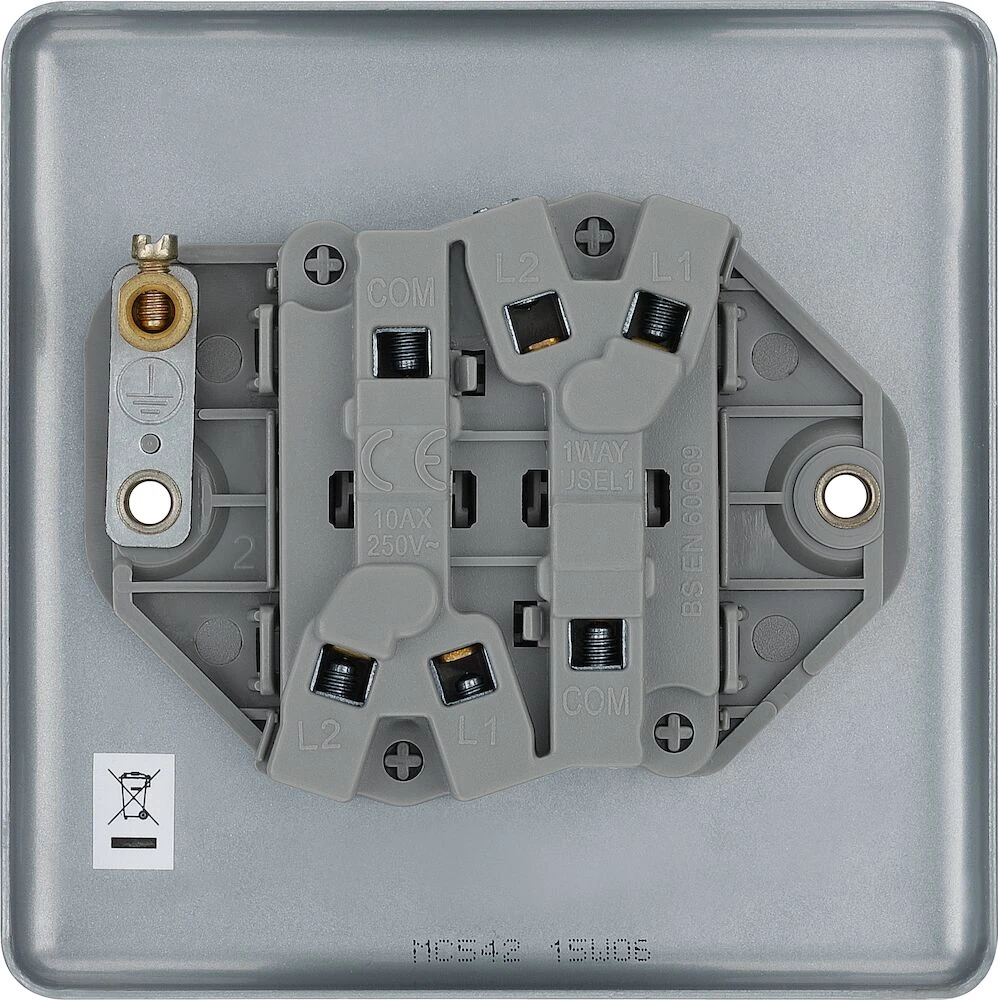 BG Metal Clad 20A 16AX Double Switch, 2 Way