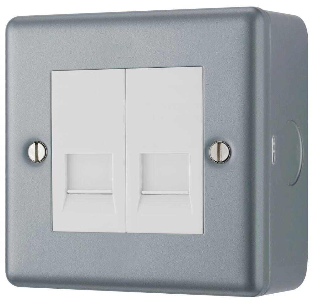 BG Metal Clad Double RJ45 Telephone Socket, IDC Type