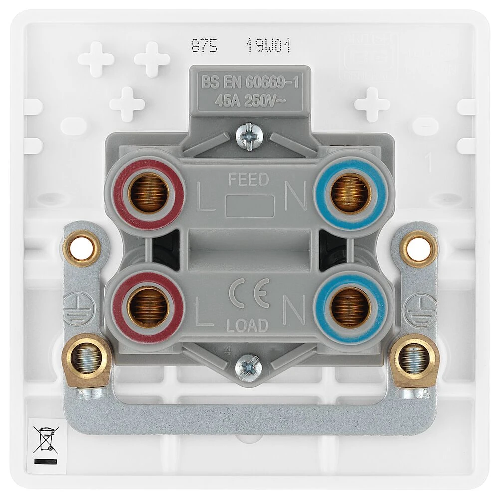 BG Nexus Series White Moulded 45A Square Plate Cooker Control Unit