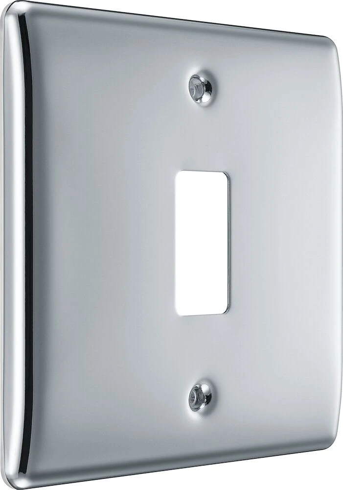 BG Grid Nexus Metal Square Front Plate 1 Module, Polished Chrome