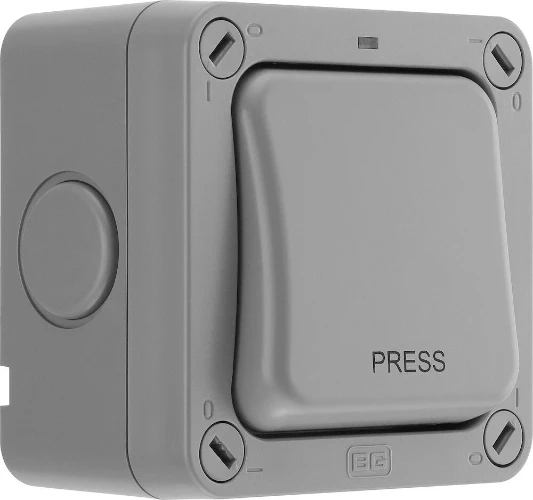 BG Nexus Storm, 20A Single Switch, 2 Way, Retractive, Marked 'PRESS', IP66
