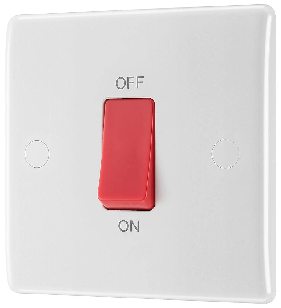 BG Nexus Series White Moulded 45A Square Plate Cooker Control Unit