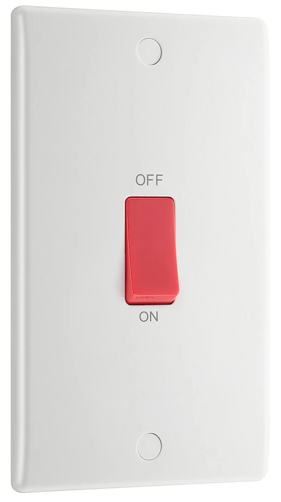 BG Nexus Series White Moulded 45A Large Plate Double Pole Switch