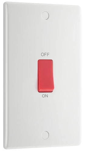 BG Nexus Series White Moulded 45A Large Plate Double Pole Switch