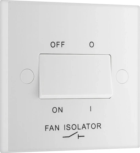 BG White Moulded Square Edge 10A Triple Pole Fan Isolator Switch