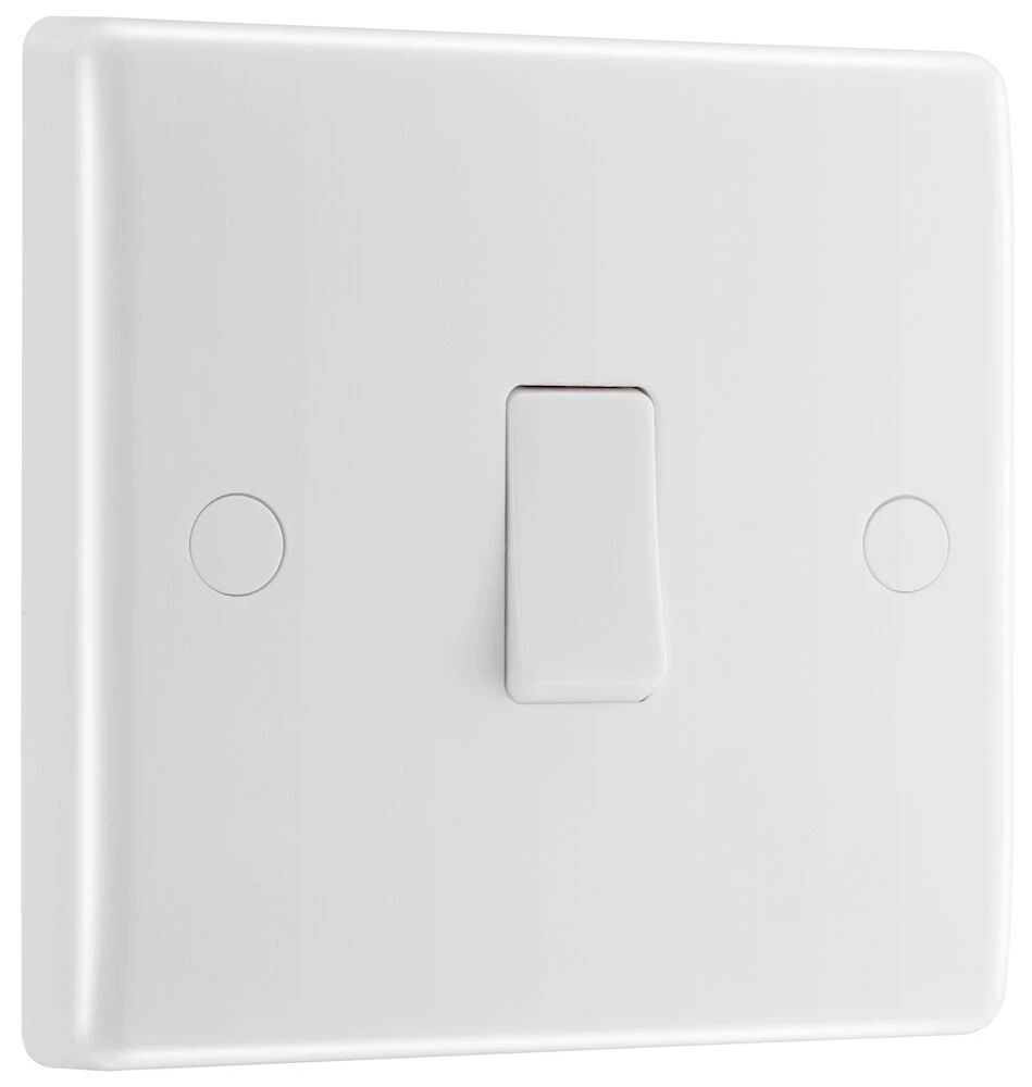 BG Nexus Series White Moulded 20A Single Switch With Flex Outlet