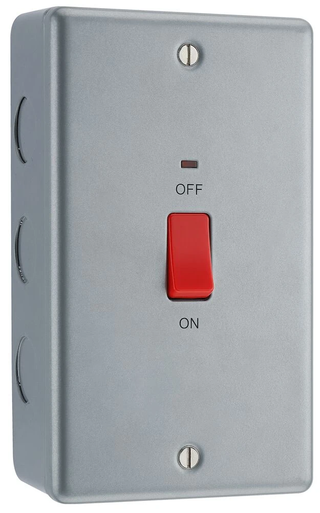 BG Metal Clad 45A Large Plate Double Pole Switch With LED Indicator