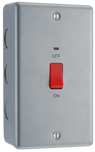 BG Metal Clad 45A Large Plate Double Pole Switch With LED Indicator