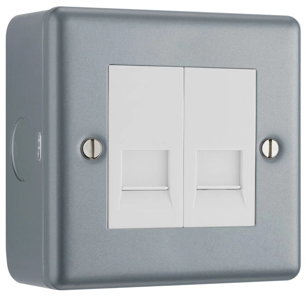 BG Metal Clad Double RJ45 Telephone Socket, IDC Type