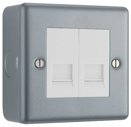 BG Metal Clad Double RJ45 Telephone Socket, IDC Type
