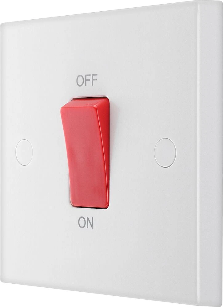 BG White Moulded Square Edge 45A Square Plate Cooker Control Unit