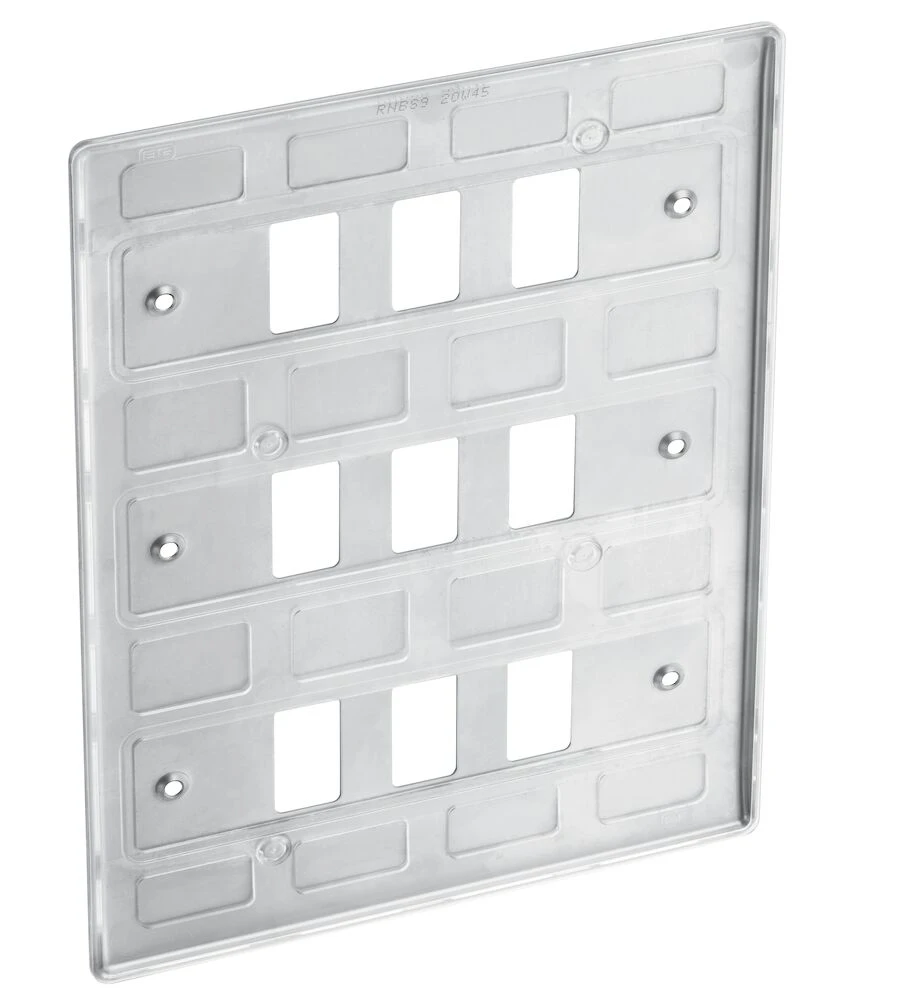 BG Grid Nexus Metal Square Front Plate 9 Module, Brushed Steel