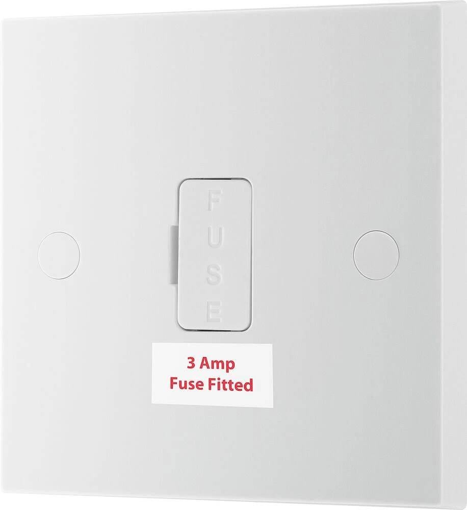 BG White Moulded Square Edge 3A Unswitched Fused Connection Unit