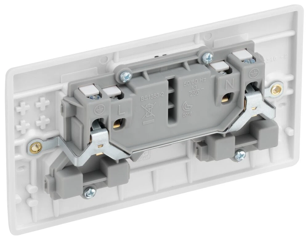 BG Nexus Series White Moulded 13A Double Unswitched Socket