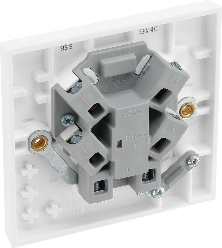 BG White Moulded Square Edge 3A Unswitched Fused Connection Unit