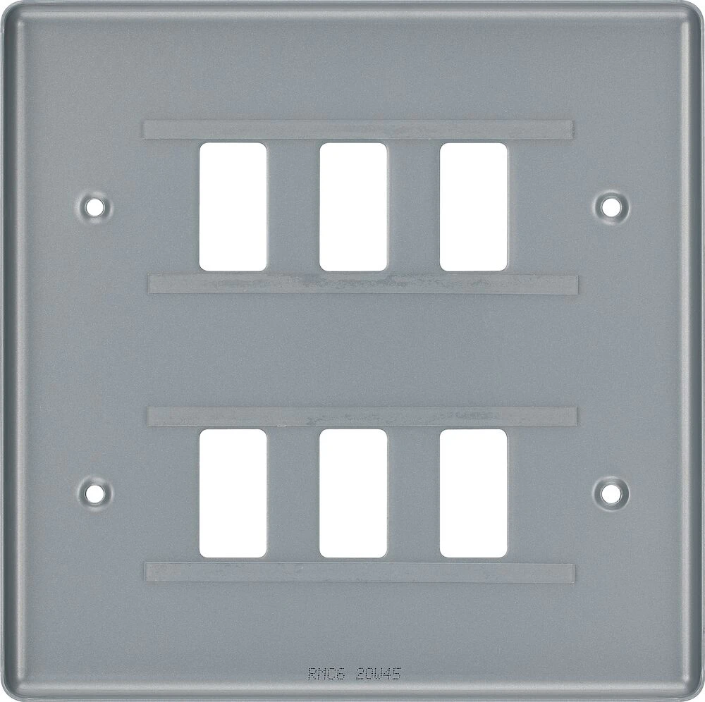 BG Grid Metal Clad Square Front Plate 6 Module