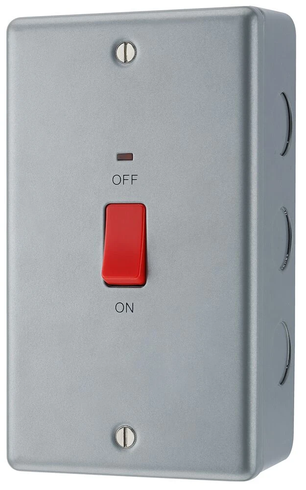 BG Metal Clad 45A Large Plate Double Pole Switch With LED Indicator