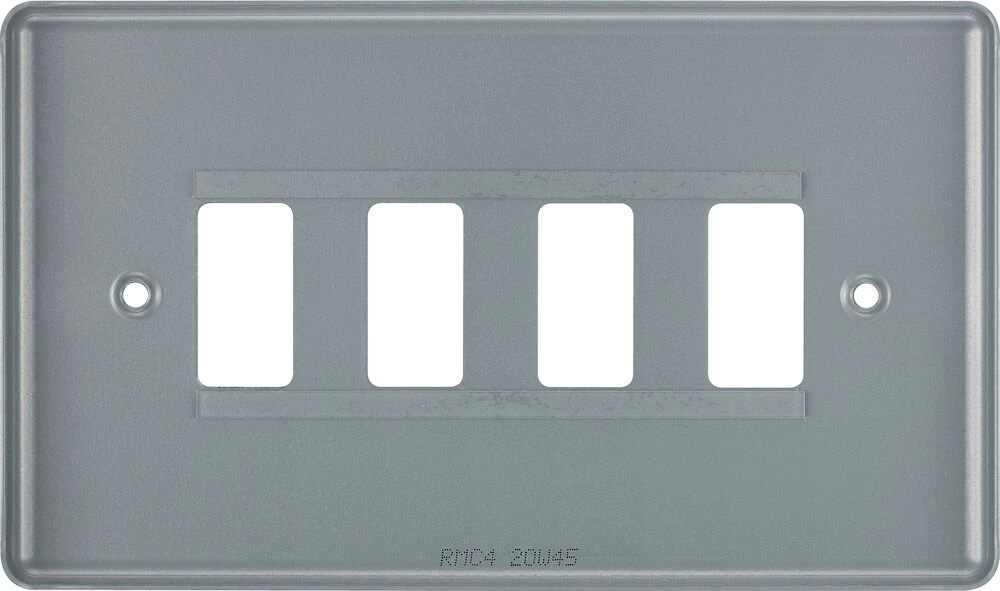 BG Grid Metal Clad Rectangular Front Plate 4 Module