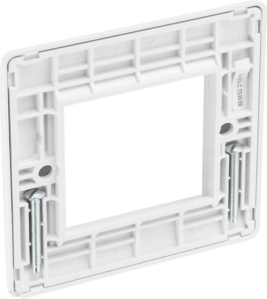 BG Nexus White Moulded Square Euro Module Front Plate 2 Module