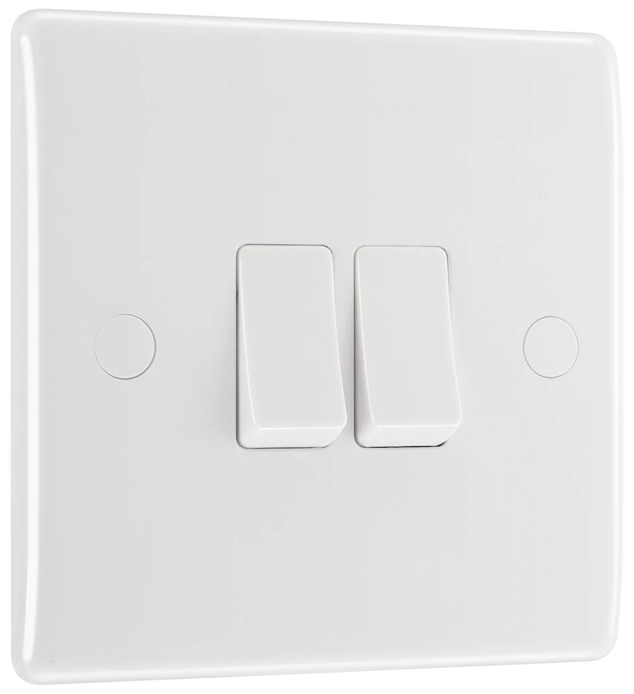 BG Nexus Series White Moulded 20A 16AX Double Switch 2 Way