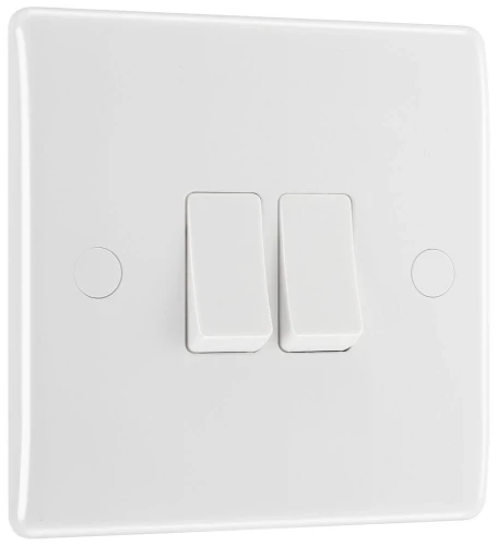 BG Nexus Series White Moulded 20A 16AX Double Switch 2 Way