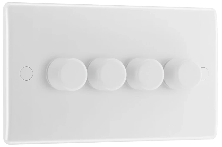 BG Nexus Series White Moulded Quadruple Dimmer Switch 2 Way, Trailing Edge 200W