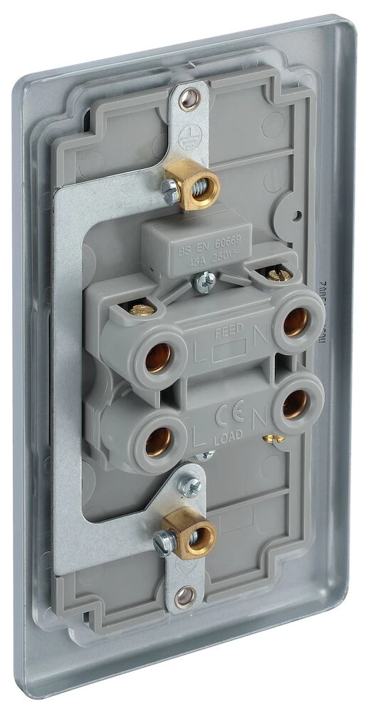BG Metal Clad 45A Large Plate Double Pole Switch With LED Indicator