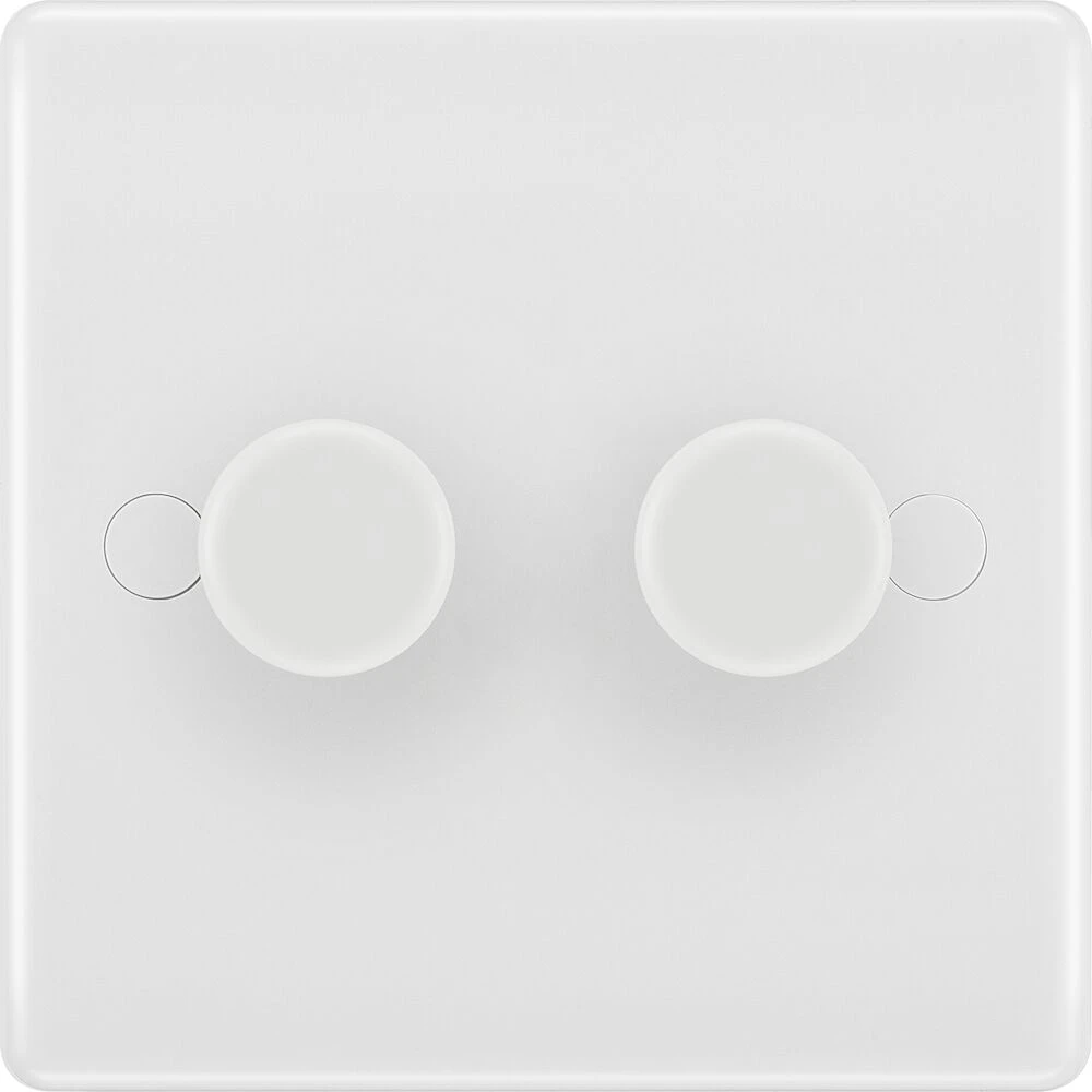 BG Nexus Series White Moulded Double Dimmer Switch 2 Way, Trailing Edge 200W