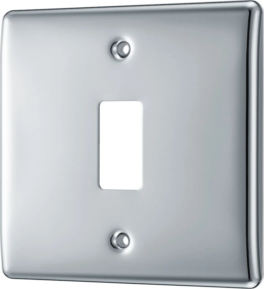 BG Grid Nexus Metal Square Front Plate 1 Module, Polished Chrome