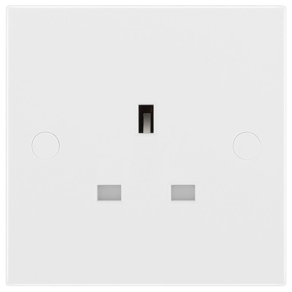 BG White Moulded Square Edge 13A Single Unswitched Socket