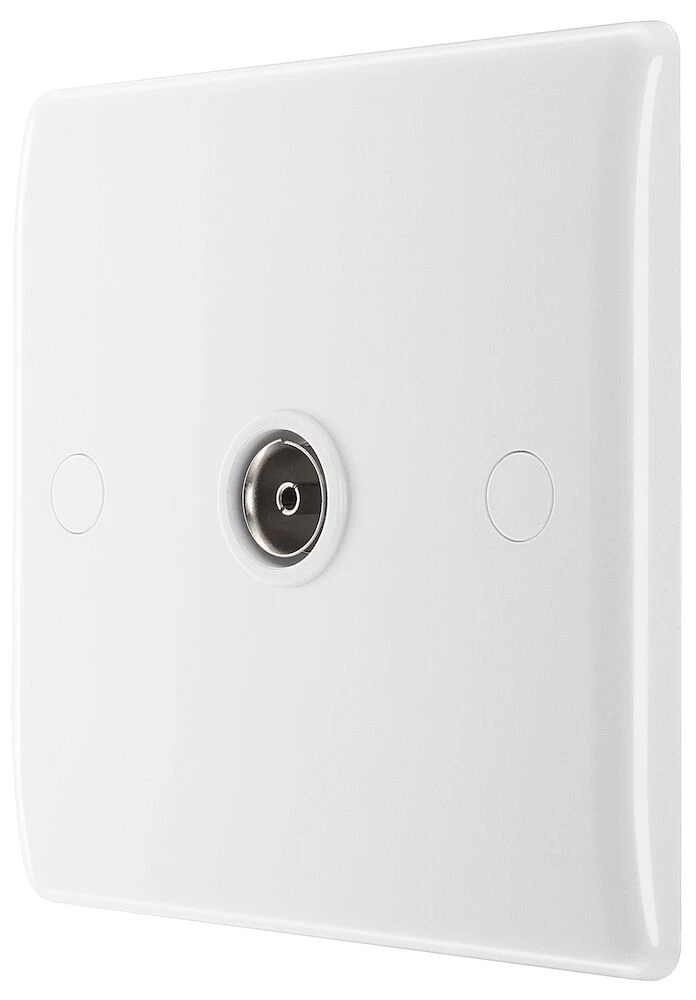 BG Nexus Series White Moulded Single Isolated Co-Ax Aerial Socket for TV or FM