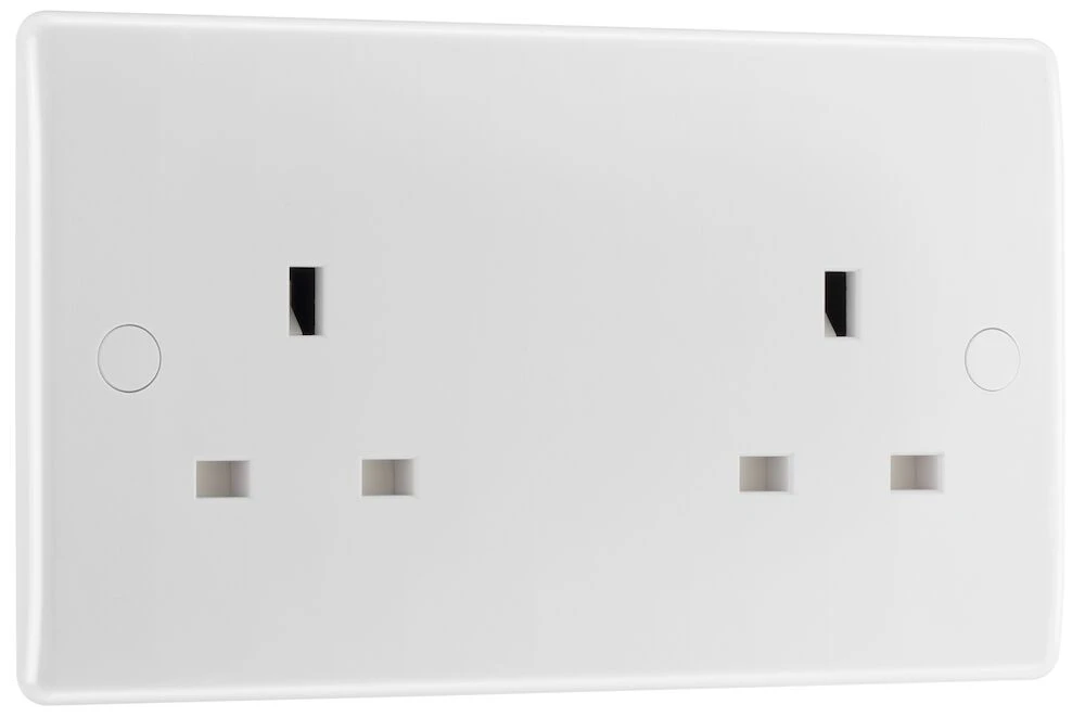 BG Nexus Series White Moulded 13A Double Unswitched Socket