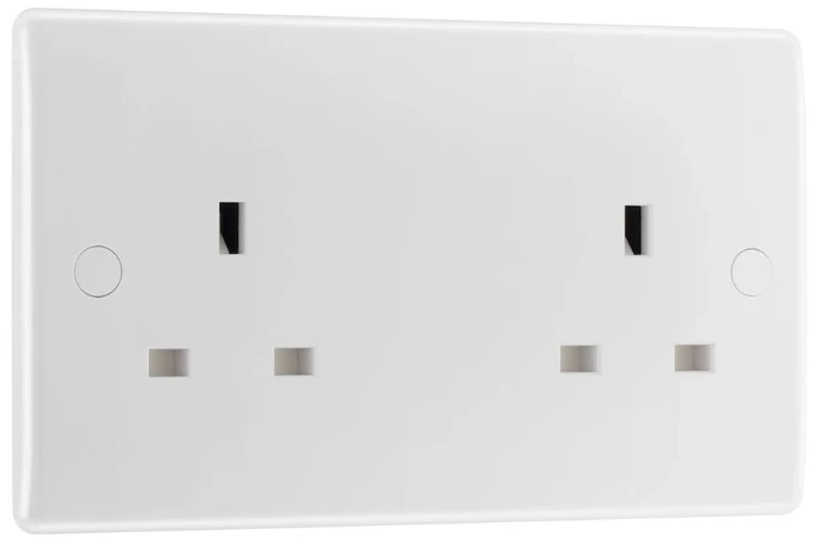 BG Nexus Series White Moulded 13A Double Unswitched Socket