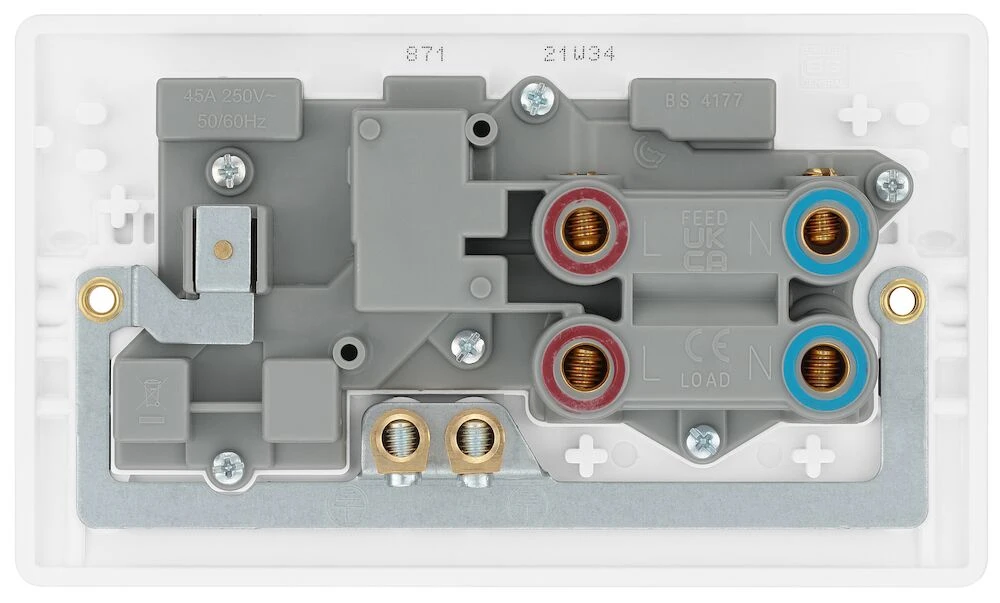 BG Nexus Series White Moulded 45A Cooker Control Unit With 13A Socket