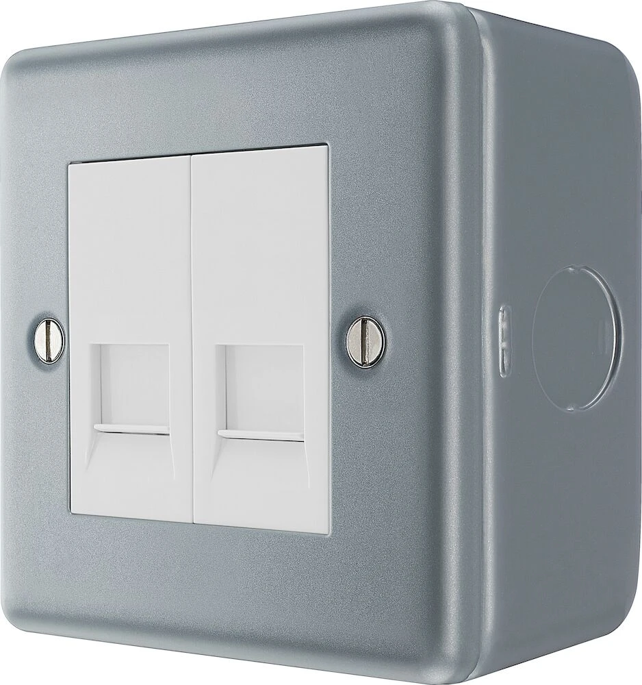 BG Metal Clad Double Secondary Telephone Socket, Screw Type