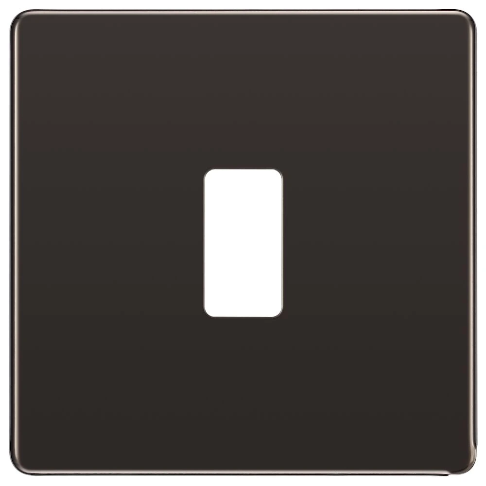 BG Grid Screwless Flatplate Square Front Plate 1 Module, Black Nickel